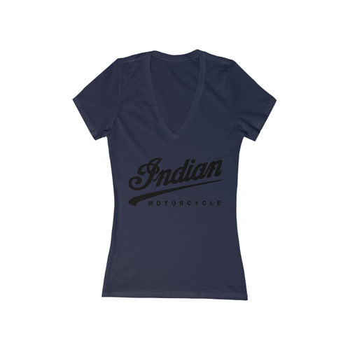 Vintage Style Indian Motorcycles Women's Jersey Short Sleeve Deep V-Neck Tee