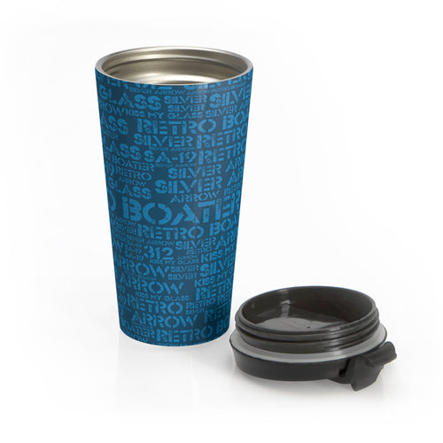 Retro Boater Word Art Wall Stainless Steel Travel Mug