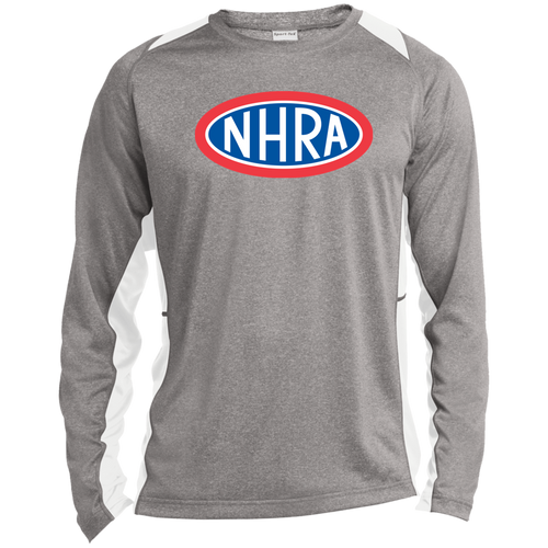 Vintage Red White Blue NHRA Long Sleeve Heather Colorblock Performance Tee