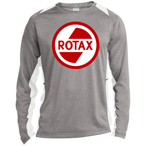 Vintage Rotax Ski-Doo Snowmobile Red and White ST361LS Long Sleeve Heather Colorblock Performance Tee