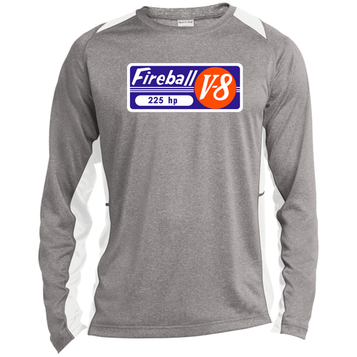 Vintage Marine Fireball Motor V-8 ST361LS Long Sleeve Heather Colorblock Performance Tee